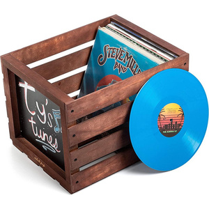 Wood Record <strong>Crate</strong> - <strong>Vinyl</strong> Album Storage Holder Box Wooden Case with Chalkboard Sign Board Record Storage Organizer Box - Product Image 6