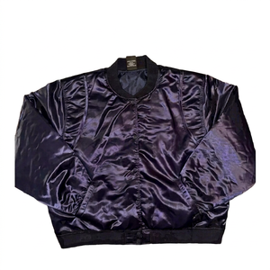 Blouson aviateur décontracté en satin avec patchs à motifs multiples Blouson aviateur en satin personnalisable avec patchs cousus pour la vente en gros - Product Image 1