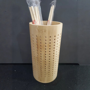 Bamboo Chopstick Holder Round Lattice Type Draining Rack For <b>Kitchen</b> Tableware Storage Eco Friendly - Product Image 2