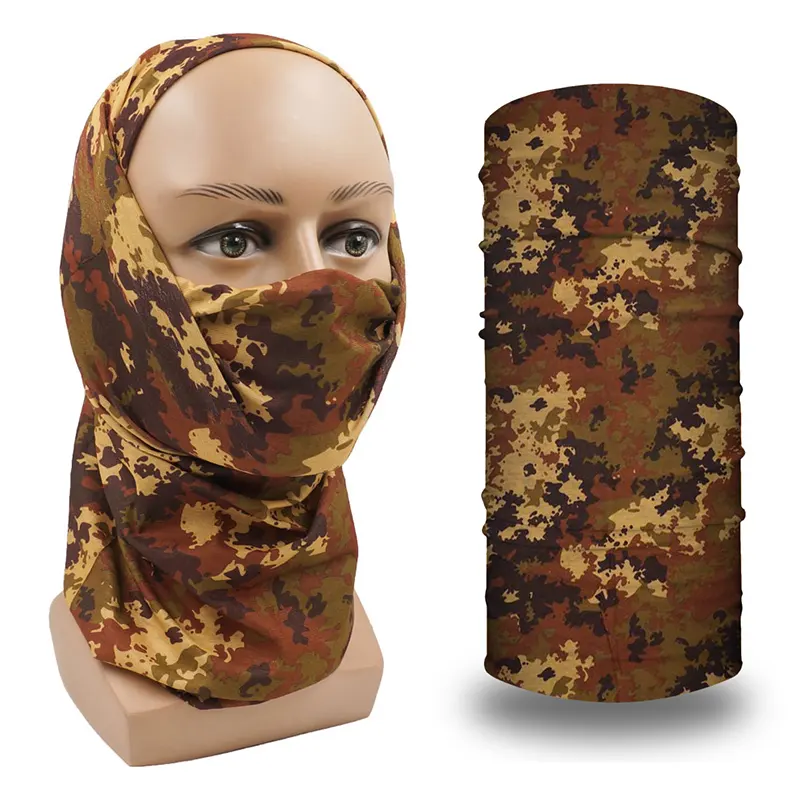 Yüz maskesi dikişsiz ucuz soğutma boyun körüğü Polyester eşarp Camo tasarım özel bandana şapkalar