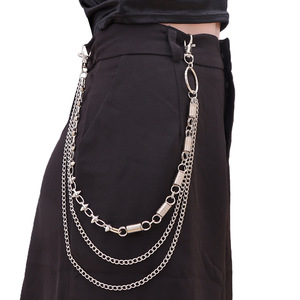 โซ่คาดเอวโลหะสองชั้นพร้อมปลายแหลมและข้อต่อสปริง เครื่องประดับแฟชั่นฮิปฮอปสำหรับทุกเพศ เหมาะสำหรับสวมใส่ลำลอง วัสดุโลหะผสมสังกะสี - Product Image 1