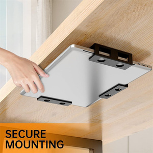 Laptop Storage Stand Metal Tray Under Desk Secure Mounting Durable Design - Product Image 1