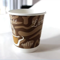 Gobelets à café jetables en papier à double paroi de 8 oz, imprimés café brun, gobelets en papier écologiques pour café, latte chaud à emporter