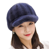 Casquette de baseball en fourrure de vison véritable de luxe, noire et marron, pour femme, idéale pour l'hiver