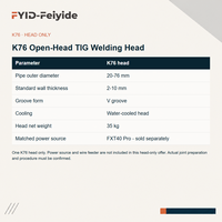 Kepala Las Orbital TIG Tipe Terbuka K76 Hanya Untuk Pipa Baja Tahan Karat 20-76mm, Cocok Untuk Sistem Pengelasan FXT40 Pro