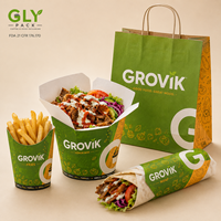 Boîte à nouilles pour kebab doner en kraft de qualité alimentaire, imprimée sur mesure, 16 oz, 32 oz, conteneur en papier à fermeture automatique pour emporter, pour riz, pâtes