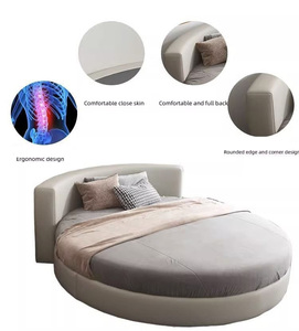 <span class=keywords><strong>Letto</strong></span> Rotondo di Lusso Moderno per Adulti Design Semplice Mobili per Camera da <span class=keywords><strong>Letto</strong></span> Casa e Hotel <span class=keywords><strong>Matrimoniale</strong></span> Queen/King Size in Tessuto con Contenitore - Product Image 2