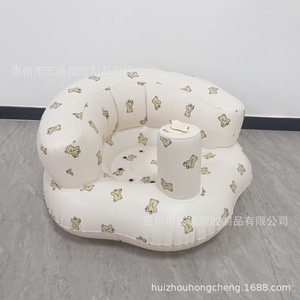 Baby Inflatable Sitting <b>Chair</b> <b>Round</b> Simple Bear Design For Outdoor Garden Use Plastic Material Foldable - Product Image 3