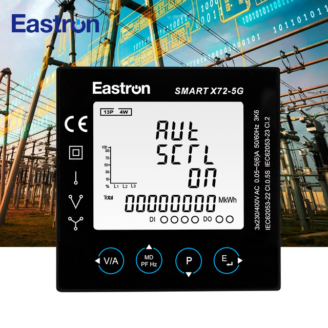 Eastron Eastron Smart X72-5G 72x72 Panel Mounted Multifunction Power Meter | DI/DO, RS485, Modbus RTU, 3 Phase Energy Meter