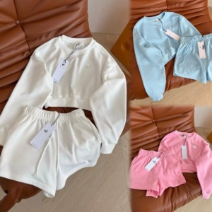 C1483批发时尚女装高品质纯棉设计师女装瑜伽运动短裤2件套 - Product Image 1