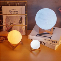Massivholz Abnehmbare 3D-Mondlampe kreative Studie Schlafzimmer Nachttisch Licht Holz klappbare LED-Tisch lampe Ständer Holz halter