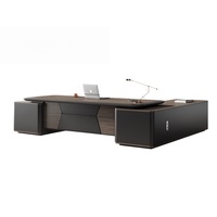 Bureau de direction moderne avec armoire latérale réversible, finition grain de bois, pour table de bureau de PDG ou de directeur