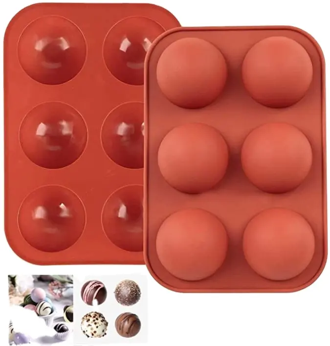 Chocolate With 6 Semi Sphere Jelly Holes Half Round Jello Dome Mousse Cocoa Ball Baking Molds Silicone Bomb Mold