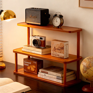 Desktop Bookshelf Solid Wood Multi Tier Storage Rack Office Organizer Rectangle Standing Type Simple Style - Product Image 3