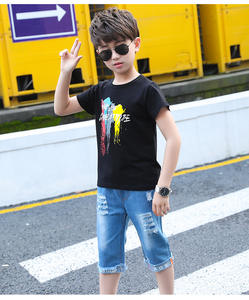 Venta al por Mayor de Conjuntos de Ropa para Niños, Estilo Nuevo, Camiseta Orgánica y Jeans para Niños, Conjunto de 2 Piezas - Product Image 5