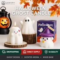 Bougie fantôme d'Halloween, bougie parfumée en cire en forme de chapeau de sorcière, décoration effrayante pour maison hantée, centre de table pour fête, ambiance cosy d'automne