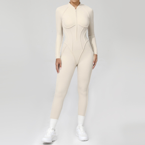 Áo liền quần thể dục <span class=keywords><strong>Catsuit</strong></span> dài đầy đủ quần áo nữ áo liền quần có khóa kéo đường may đường viền nén nâng cao hình thể trang phục tập gym - Product Image 6