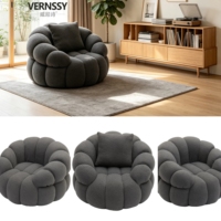 Boucle Loungesessel Dunkelgrau für Sofa Einzelsitz Akzent-Lesesessel Wohnzimmer Apartment Nordisches Hotel Lounge-Möbel