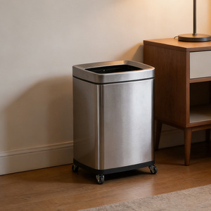 Square open-top trash can with wheels, suitable for bathrooms, bedrooms, upright hand towel dispensers, and <b>kitchen</b> - Product Image 3
