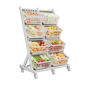 Estante de almacenamiento de cocina giratorio multicapa al por mayor estante de cesta de frutas y verduras de 360 grados carro rodante - Product Image 1