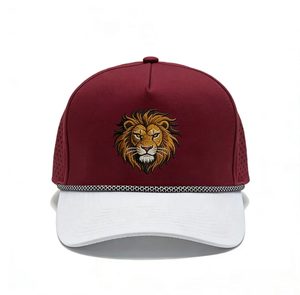Gorra de Béisbol con Bordado de León, Transpirable, Perforada, Estilo Trucker, Ajustable, con Cierre a Presión, para Golf y Deportes al Aire Libre, con Decoración de Cuerda - Product Image 1