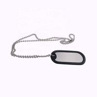 Placa de Identificación para Perro de Acero Inoxidable en Blanco con Cadenas y Silenciador de Goma Negra