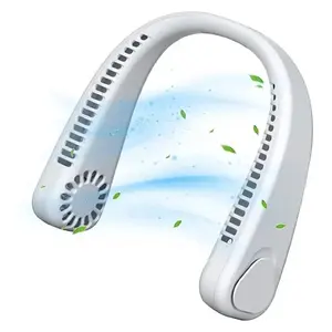 2024 Plastic Wearable Sports Fan Usb Hands Free Plastic Mini Portable Bladeless Neck Fan White Neck Fan With Battery