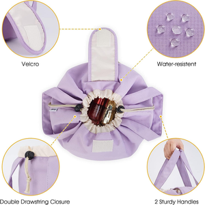 Factory Design Fashion Waterproof Polyester Large Travel Cosmetic Bag <b>Storage</b> <b>Organiser</b> Lazy Portable Drawstring <b>Makeup</b> Bag - Product Image 4