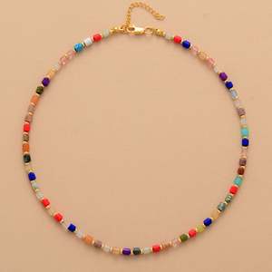 Collar de Moda con Cuentas de Acero Inoxidable y Colgante de Piedra Natural en Forma de Cilindro Pequeño Zoryn para Mujer - Product Image 2