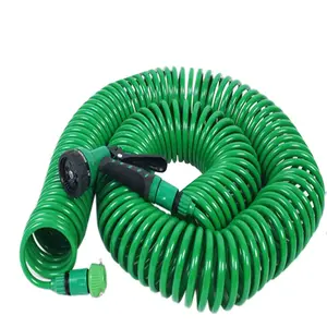 Garden Irrigation Water Hose Sprinkler Garden Hose with 8 Patterned Nozzles Car Cleaning Spring Pipe Plastic Hose