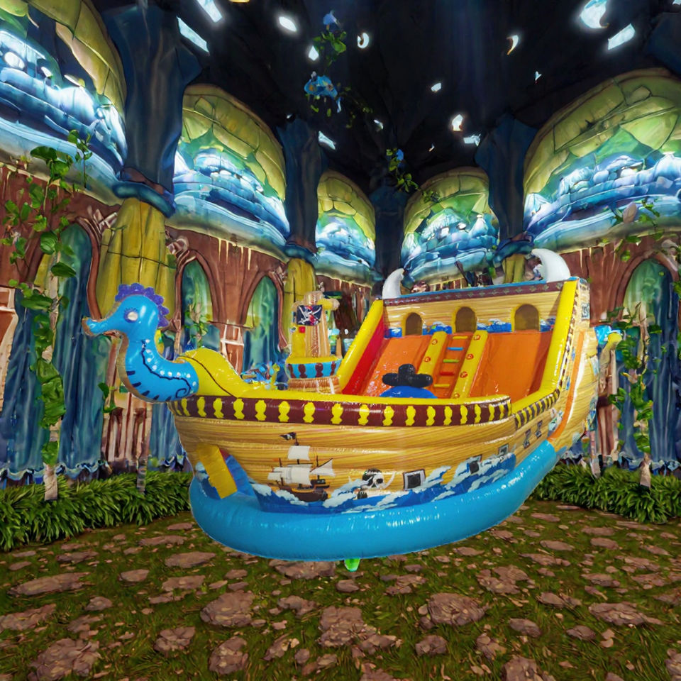 Pirate Ship Inflatable Slide PVC Funhouse Castle for Commercial Outdoor ...