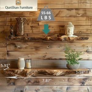 Estantes Flotantes de Madera de Alcanfor con Borde Natural al por Mayor |   Estante Rústico para Almacenamiento y Exhibición de CD al por Mayor para Uso Comercial y Doméstico - Product Image 4