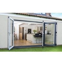 Porte coulissante pliante moderne à double vitrage en verre trempé, à économie d'énergie, pour l'extérieur, le jardin et le garage
