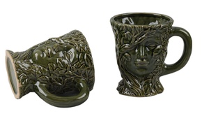 Taza de Cerámica de Gres de 550ml con Diseño 3D de Hoja Verde en Relieve, Esmalte Verde Personalizado, Espíritu del Bosque, Sin Plomo, Venta al por Mayor Directa de Fábrica - Product Image 2