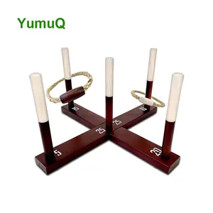 YumuQ Indoor 2 Sizes Coated Wooden Hoopla Ring Toss Game Set In Stock Sport Toys For Garden And Pool Party