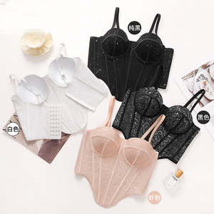 Nuovissimo Top Corsetto da Donna 2026, Sexy, Lavorato a Maglia, Corto, <span class=keywords><strong>Trasparente</strong></span>, Lucido, <span class=keywords><strong>Push</strong></span>-<span class=keywords><strong>up</strong></span>, per Feste Notturne - Product Image 1