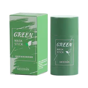 Crème pour le visage, soins pour la peau, thé vert, en argile, masque solide, avec bâton, purifie et purifie, organique, naturel