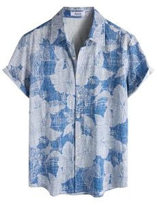 Chemise hawaïenne à manches courtes pour homme, imprimé floral rose, col rabattu, respirante, pour les vacances d'été - Product Image 5