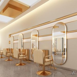 Z Barber Shop Internet Celebrant Wall-Mounted LED <b>Mirror</b> Single-Sided Light Hairdressing <b>Mirror</b> <b>Table</b> Special Salon Furniture QM - Product Image 4