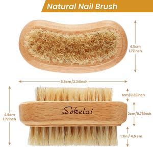 MuYang <span class=keywords><strong>Brosse</strong></span> de nettoyage à main en poils de sanglier naturels double face en bois de hêtre avec logo personnalisé <span class=keywords><strong>pour</strong></span> ongles de doigts ou d'orteils - Product Image 3