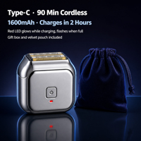 Afeitadora Eléctrica Portátil de 6 Cuchillas, Recargable por USB, Resistente al Agua, para Afeitado en Seco/Húmedo, Recortadora de Barba para Hombres