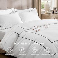 Housse de couette d'hôtel de luxe 100% coton Ensemble de literie brodé Comprend 1 housse de couette 2 taies d'oreiller Couette vendue séparément
