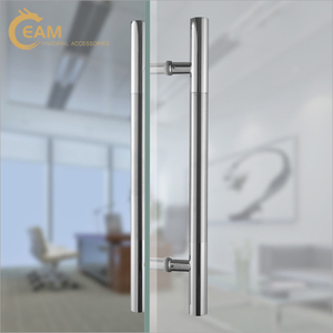 Maniglia per Porta Scorrevole in Stile Moderno Cinese in Acciaio Inox e Legno con Vetro per Negozi e Hotel - Product Image 4