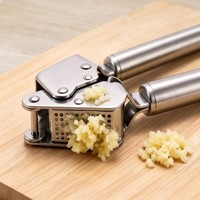 Presse-ail en acier inoxydable de qualité supérieure, manivelle ergonomique, lavable au lave-vaisselle, gadget de cuisine haut de gamme, éplucheur, brosse
