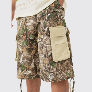 Pantalones Cortos <span class=keywords><strong>Cargo</strong></span> de Trabajo para <span class=keywords><strong>Hombre</strong></span>, Estilo Camuflaje Bosque, Estampado Digital Real Tree, Paneles en Contraste, Tela de Sarga, Verano - Product Image 3