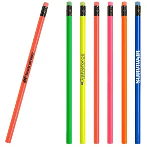 Wholesale Bright Candy Color Neon hb Pencil #2 Graphite Writing Sketch Pencil With Eraser Tip