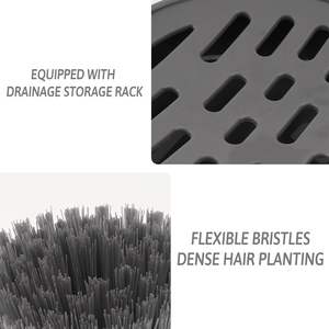 Cepillo para platos de Palma, cabezal de fregado de PP, herramienta de limpieza para fregadero, práctico dispensador de bandeja de drenaje de jabón, escoba de cocina de estilo manual - Product Image 5