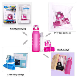 Portable Silicone <b>Water</b> Bottle With Filter 1000Ml Outdoor Sports Camping Purifier Blue Capacity - Product Image 4