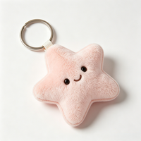 Porte-clés en peluche étoile rose Kawaii avec rembourrage en polyester et coton PP, décoration d'anniversaire pour sacs à dos