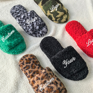 Chaussons personnalisés pour hommes à bout ouvert, en mousse à mémoire de forme, antidérapants, doux et moelleux, en fausse <span class=keywords><strong>fourrure</strong></span> de mouton - Product Image 1